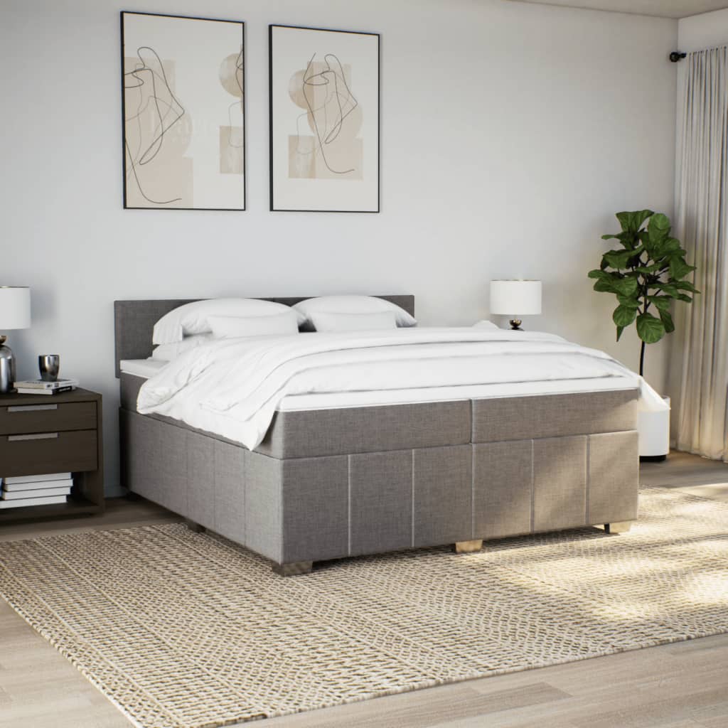 vidaXL Boxspring met matras stof taupe 200x200 cm afbeelding
