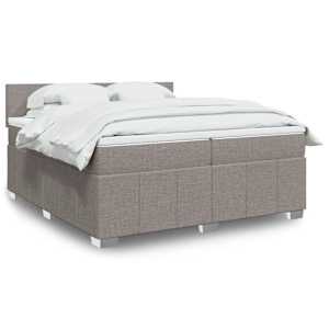 Box spring postel s matrací taupe 200x200 cm textil - obrázek 1