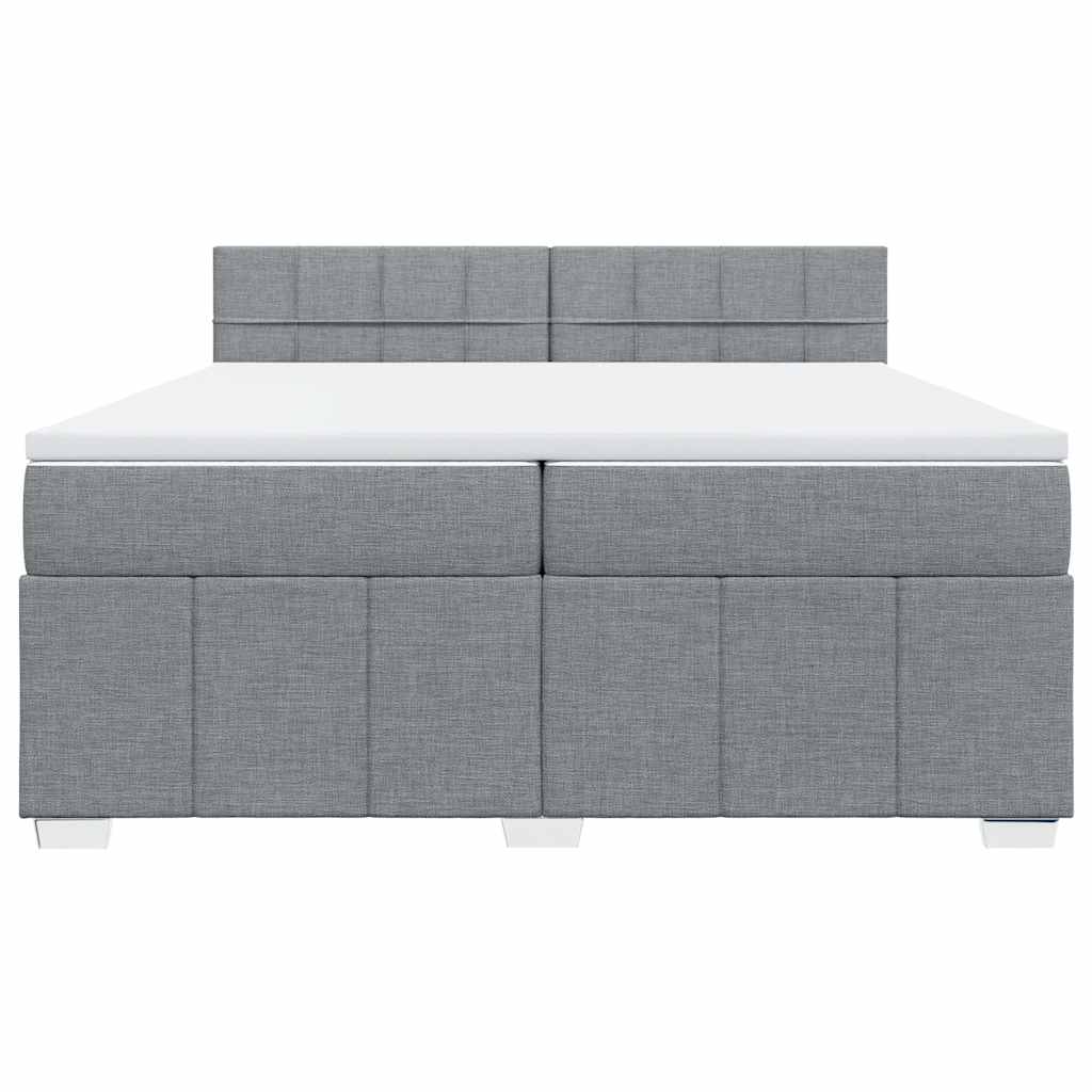 vidaXL Boxspring met matras stof lichtgrijs 200x200 cm grijs, foto 4