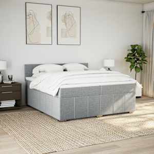 Box spring postel s matrací světle šedá 200 x 200 cm textil - obrázek 3