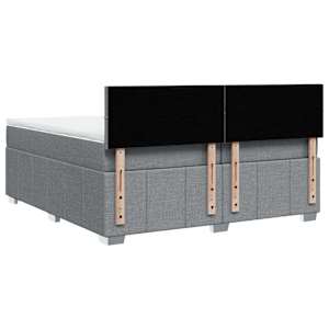 Box spring postel s matrací světle šedá 200 x 200 cm textil - obrázek 6