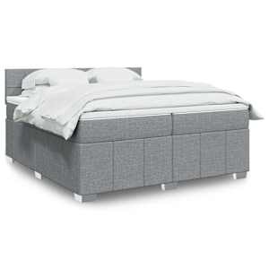 Box spring postel s matrací světle šedá 200 x 200 cm textil - obrázek 1