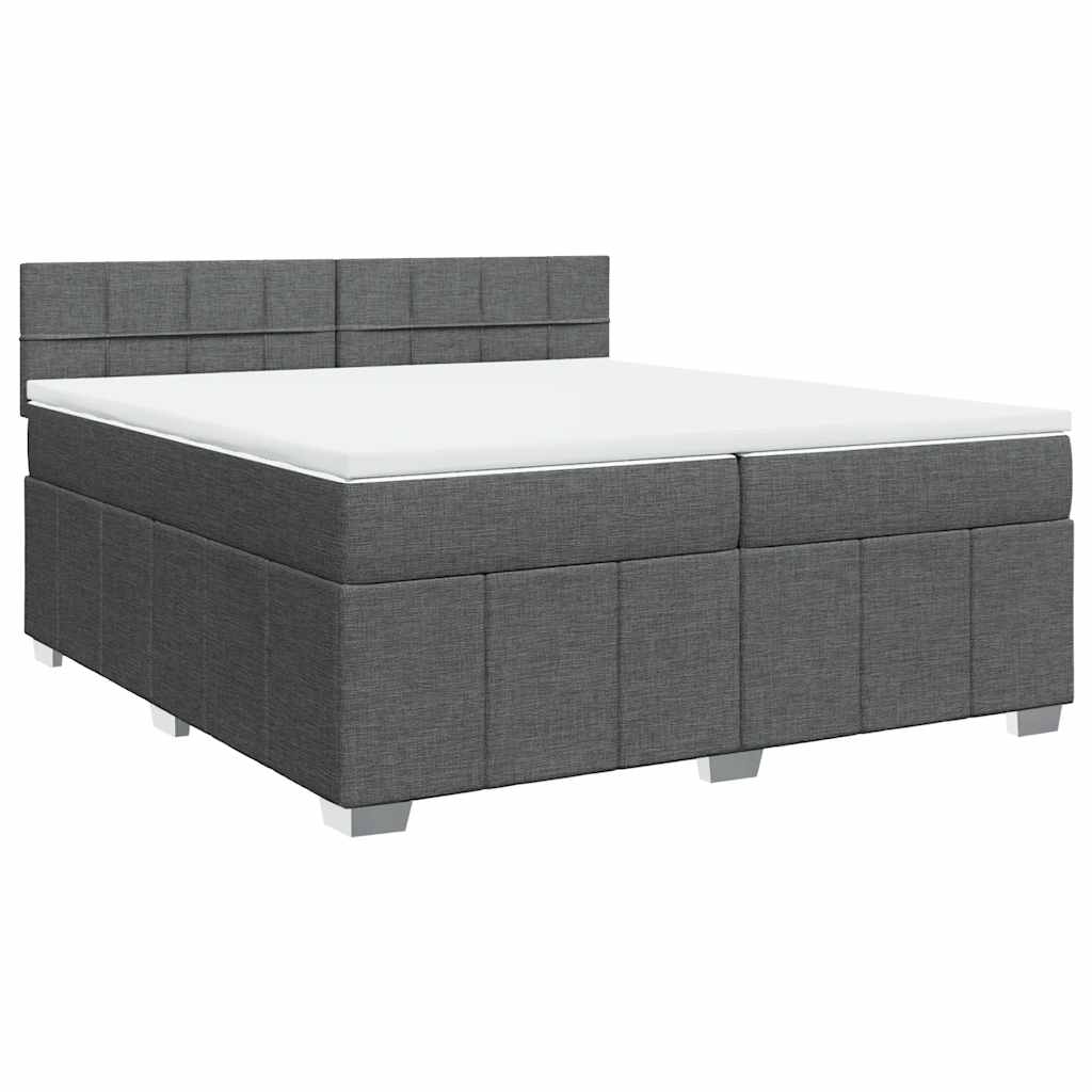 vidaXL Box spring postelja z vzmetnico temno siva 200x200 cm blago