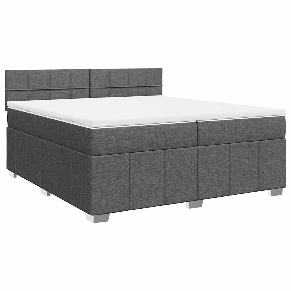 vidaXL Boxspring met matras stof donkergrijs 200x200 cm grijs, foto 3