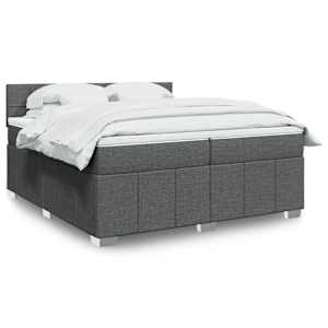 Box spring postel s matrací tmavě šedá 200x200 cm textil - obrázek 1