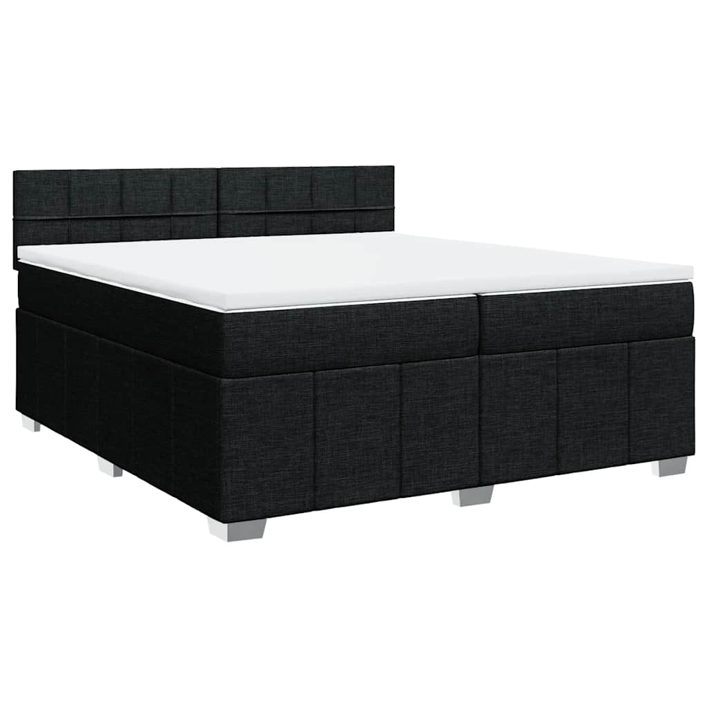 vidaXL Pat box spring cu saltea, negru, 200x200 cm, textil