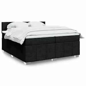 Box spring postel s matrací černá 200x200 cm textil - obrázek 1