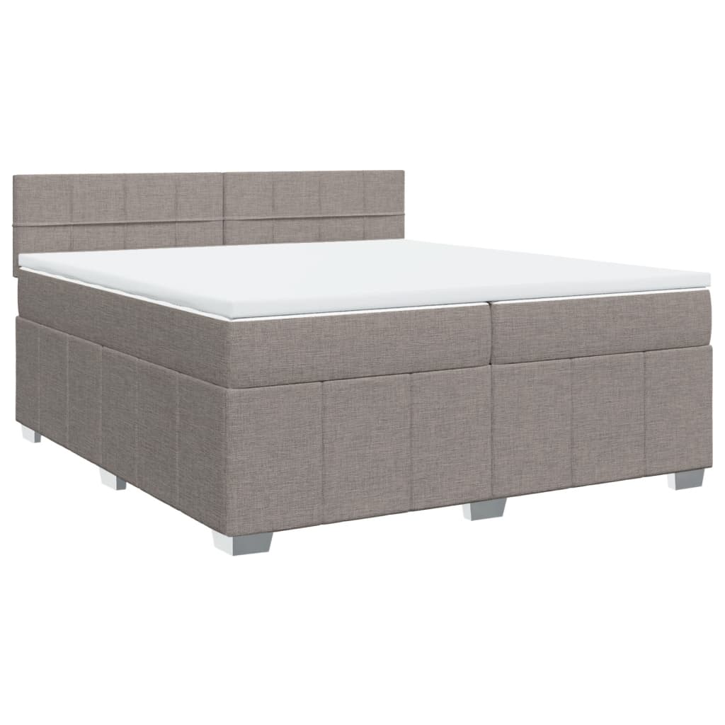 vidaXL Box spring postelja z vzmetnico taupe 200x200 cm blago