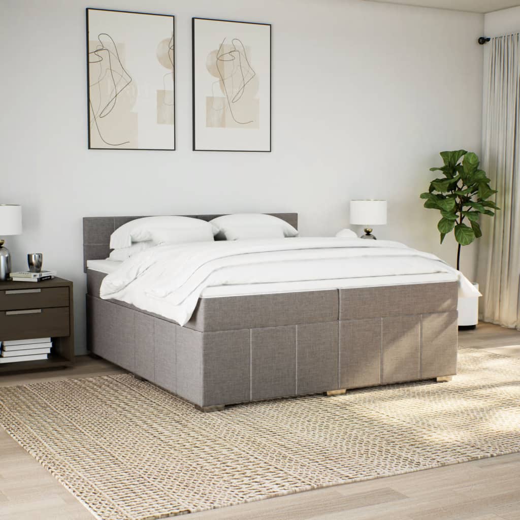 vidaXL Boxspring met matras stof taupe 200x200 cm, foto 2