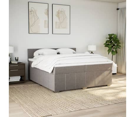 vidaXL Κρεβάτι Boxspring με Στρώμα Taupe 200x200 εκ. Υφασμάτινο