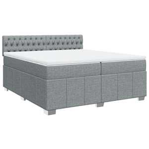 Box spring postel s matrací světle šedá 200 x 200 cm textil - obrázek 2