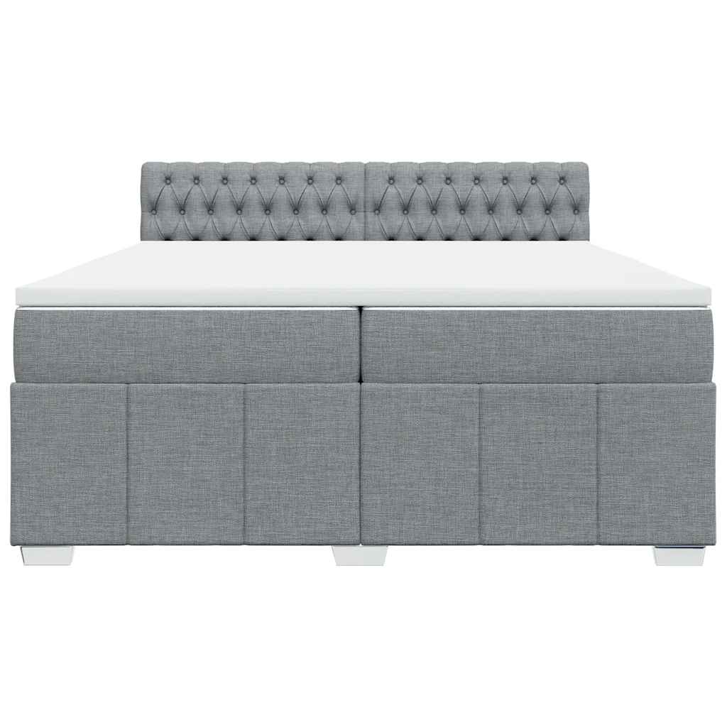 vidaXL Boxspring met matras stof lichtgrijs 200x200 cm grijs, foto 4