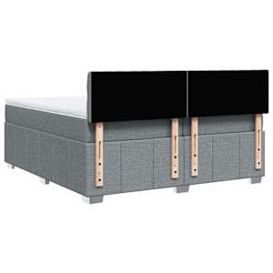 Box spring postel s matrací světle šedá 200 x 200 cm textil - obrázek 6