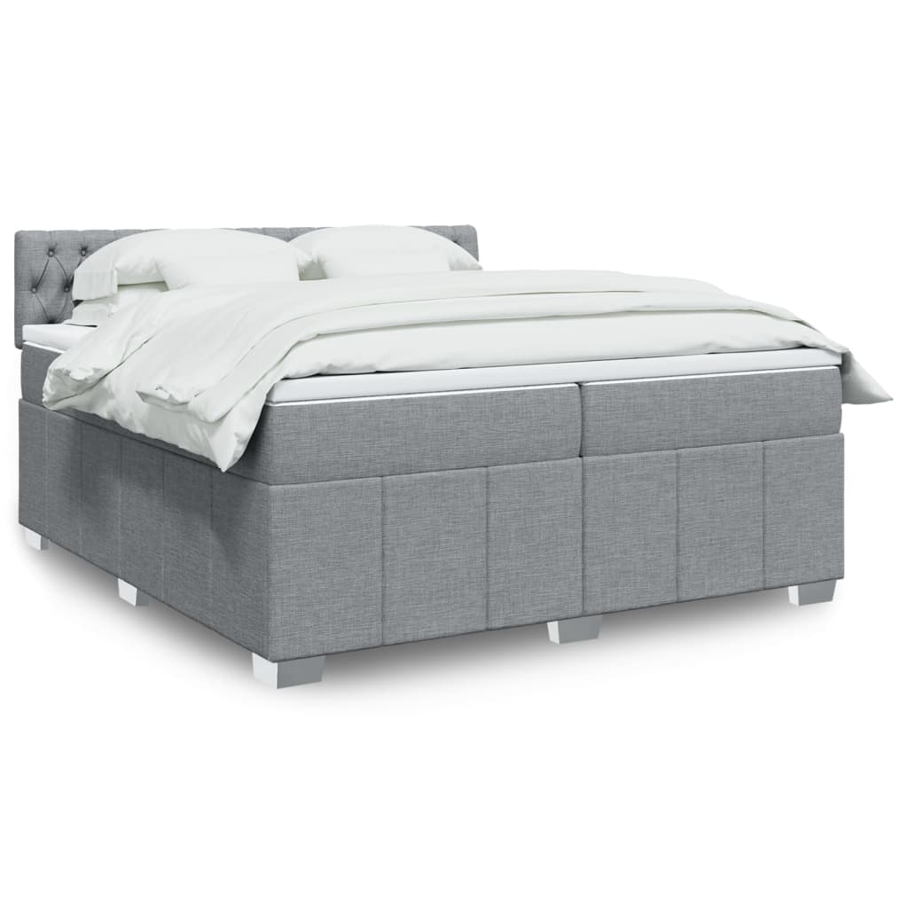 Boxspringbett mit Matratze Hellgrau 200×200 cm Stoff