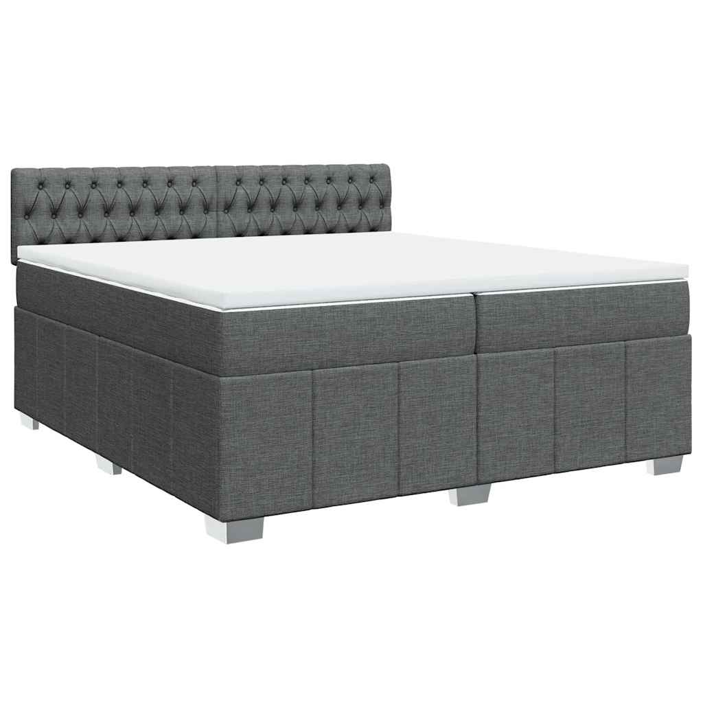 vidaXL Boxspring met matras stof donkergrijs 200x200 cm grijs, foto 3