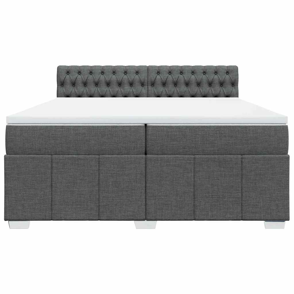vidaXL Boxspring met matras stof donkergrijs 200x200 cm grijs, foto 4