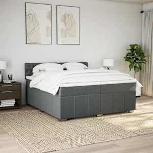 Box spring postel s matrací tmavě šedá 200x200 cm textil - obrázek 3