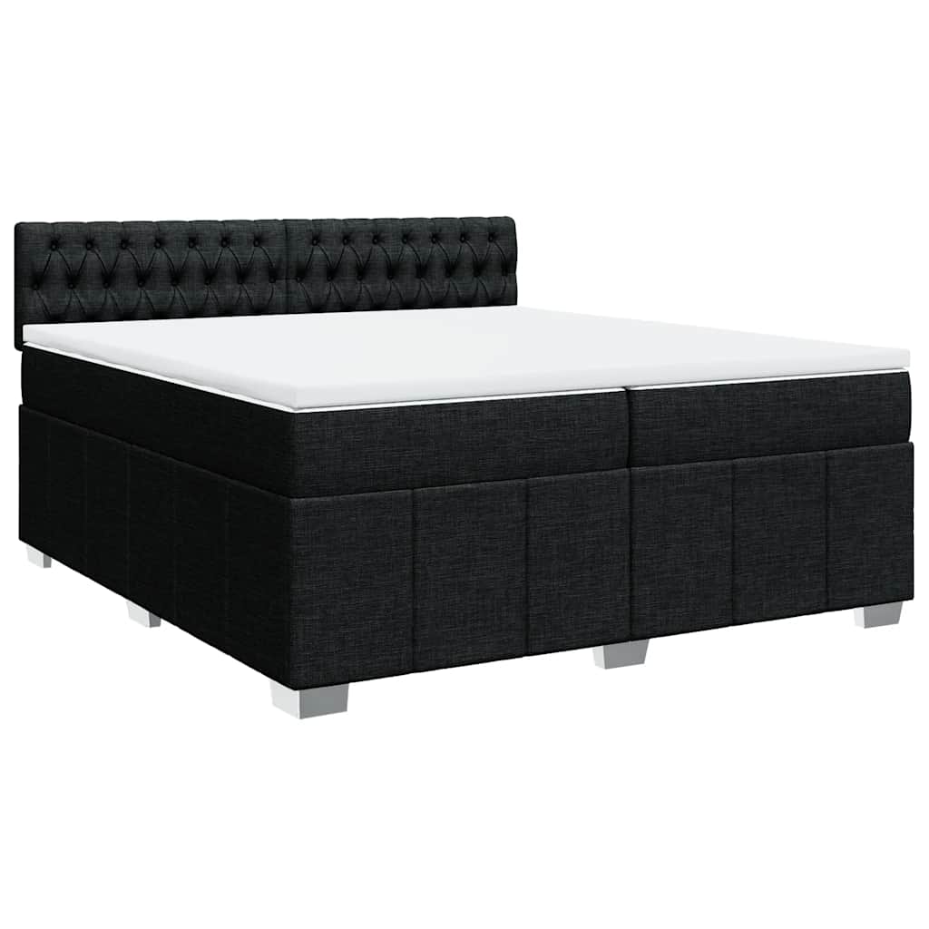 vidaXL Boxspring met matras stof zwart 200x200 cm, foto 3