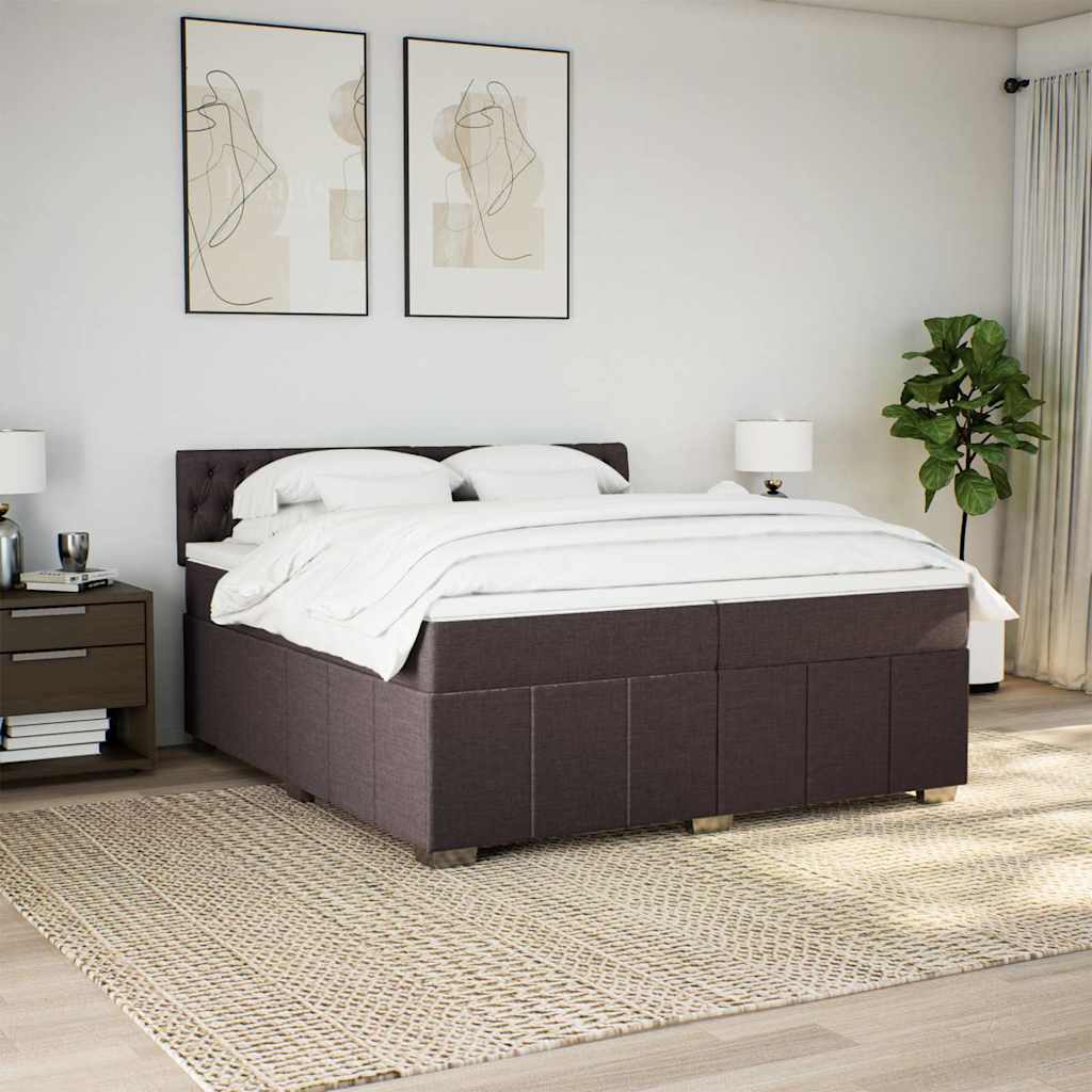 vidaXL Boxspring met matras stof donkerbruin 200x200 cm afbeelding
