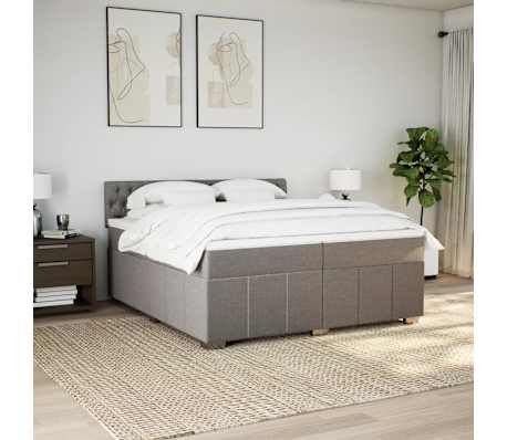 vidaXL Κρεβάτι Boxspring με Στρώμα Taupe 200x200 εκ. Υφασμάτινο