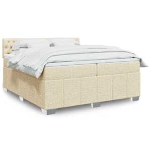 Box spring postelja z vzmetnico krem 200x200 cm blago