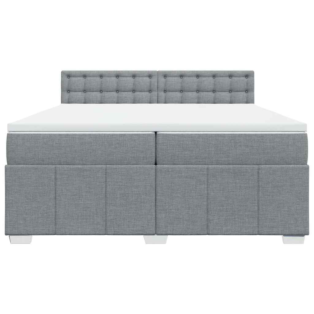 vidaXL Boxspring met matras stof lichtgrijs 200x200 cm grijs, foto 4