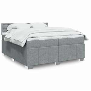 Box spring postel s matrací světle šedá 200 x 200 cm textil - obrázek 1