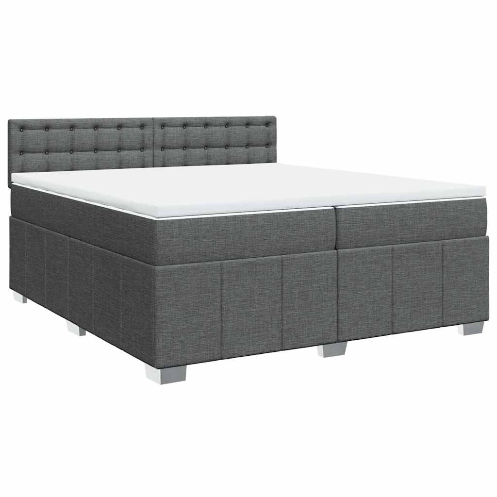 vidaXL Boxspring met matras stof donkergrijs 200x200 cm grijs, foto 3
