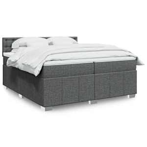 Box spring postel s matrací tmavě šedá 200x200 cm textil - obrázek 1