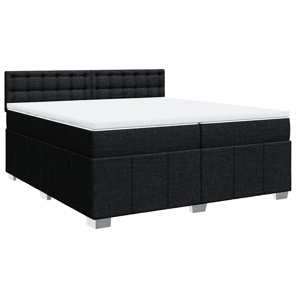 vidaXL Pat box spring cu saltea, negru, 200x200 cm, textil