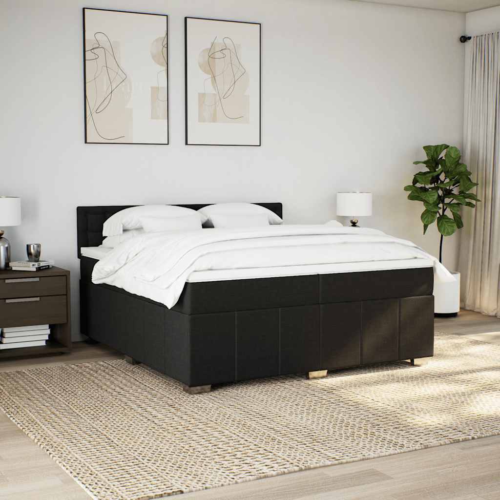 vidaXL Boxspring met matras stof zwart 200x200 cm, foto 2