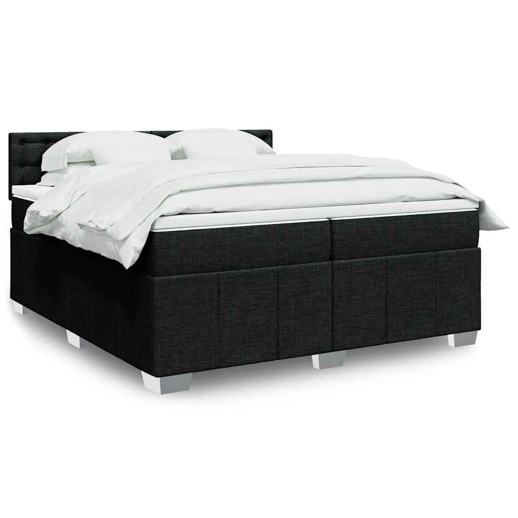 Kontinentalseng Med Madras Stof Sort - knapper / 200 x 200 cm