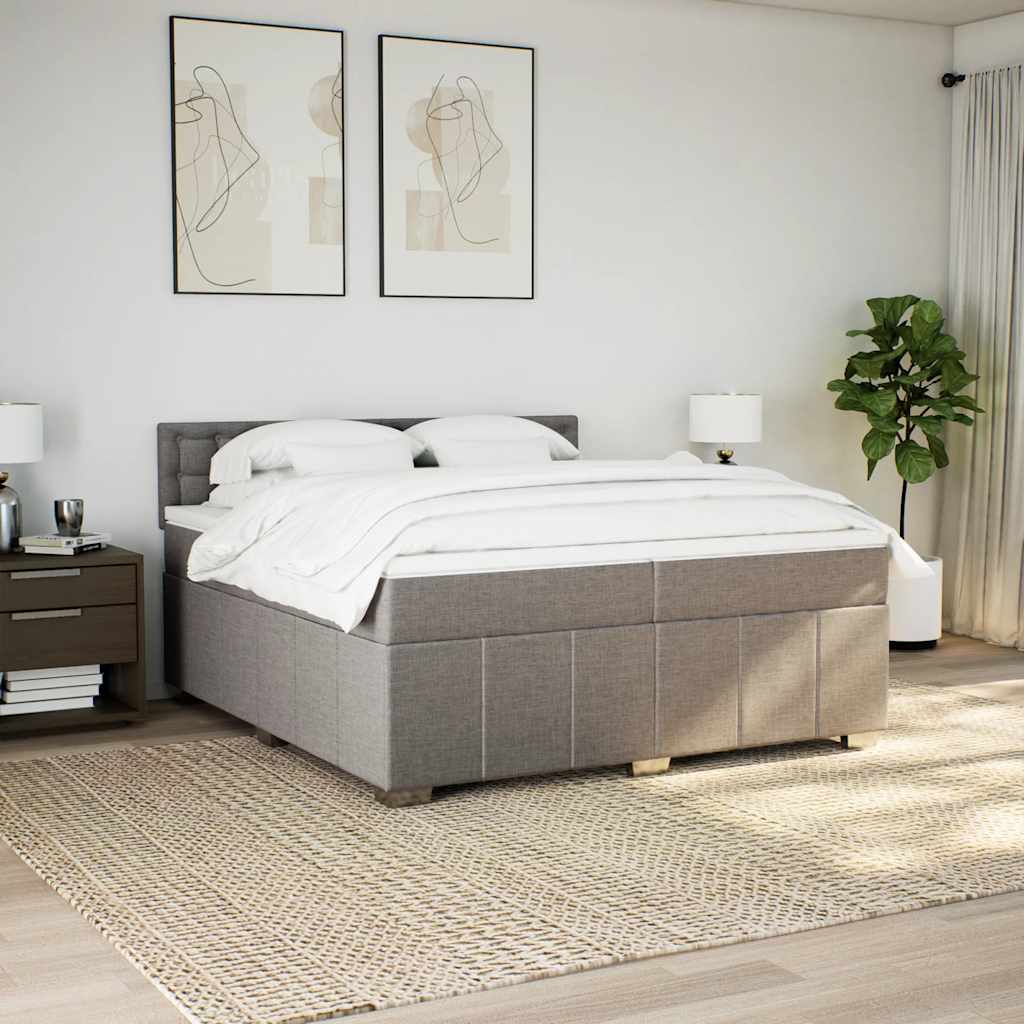 vidaXL Boxspring met matras stof taupe 200x200 cm, foto 2