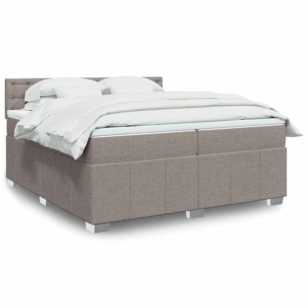 vidaXL Boxspringbett mit Matratze Taupe 200x200 cm Stoff