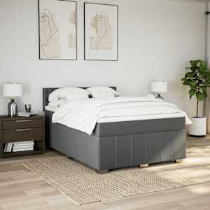 vidaXL Box Spring Bed with Mattress Black Double Fabric