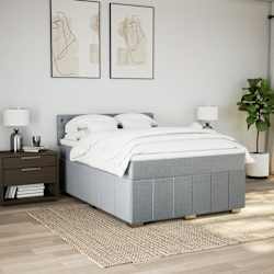 vidaXL Box Spring Bed with Mattress Dark Grey Queen Fabric