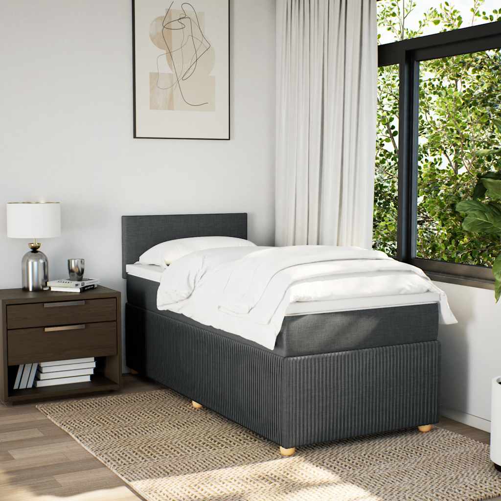 vidaXL Pat box spring cu saltea, gri închis, 80x200 cm, textil