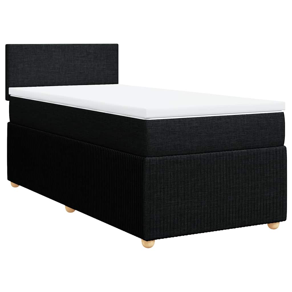 vidaXL Pat box spring cu saltea, negru, 80x200 cm, textil