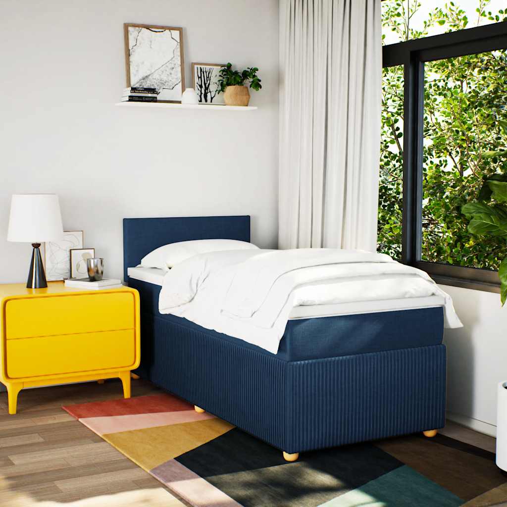 vidaXL Boxspring met matras stof blauw 80x200 cm afbeelding