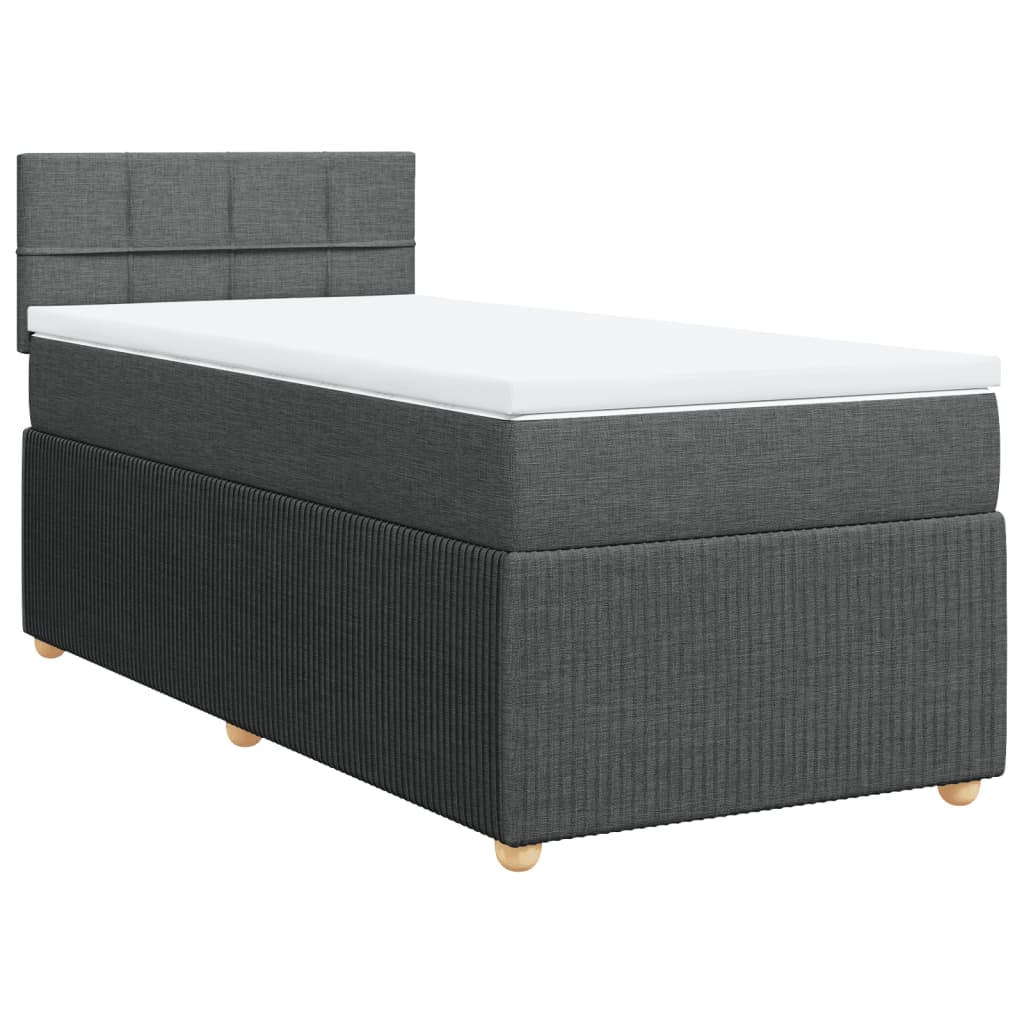 vidaXL Pat box spring cu saltea, gri închis, 80x200 cm, textil