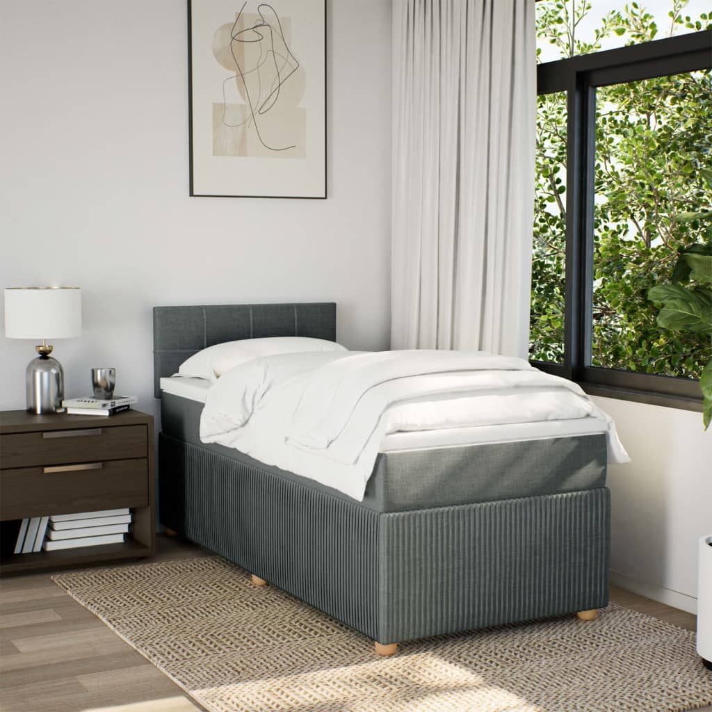 vidaXL Boxspring met matras stof donkergrijs 80x200 cm grijs, foto 2