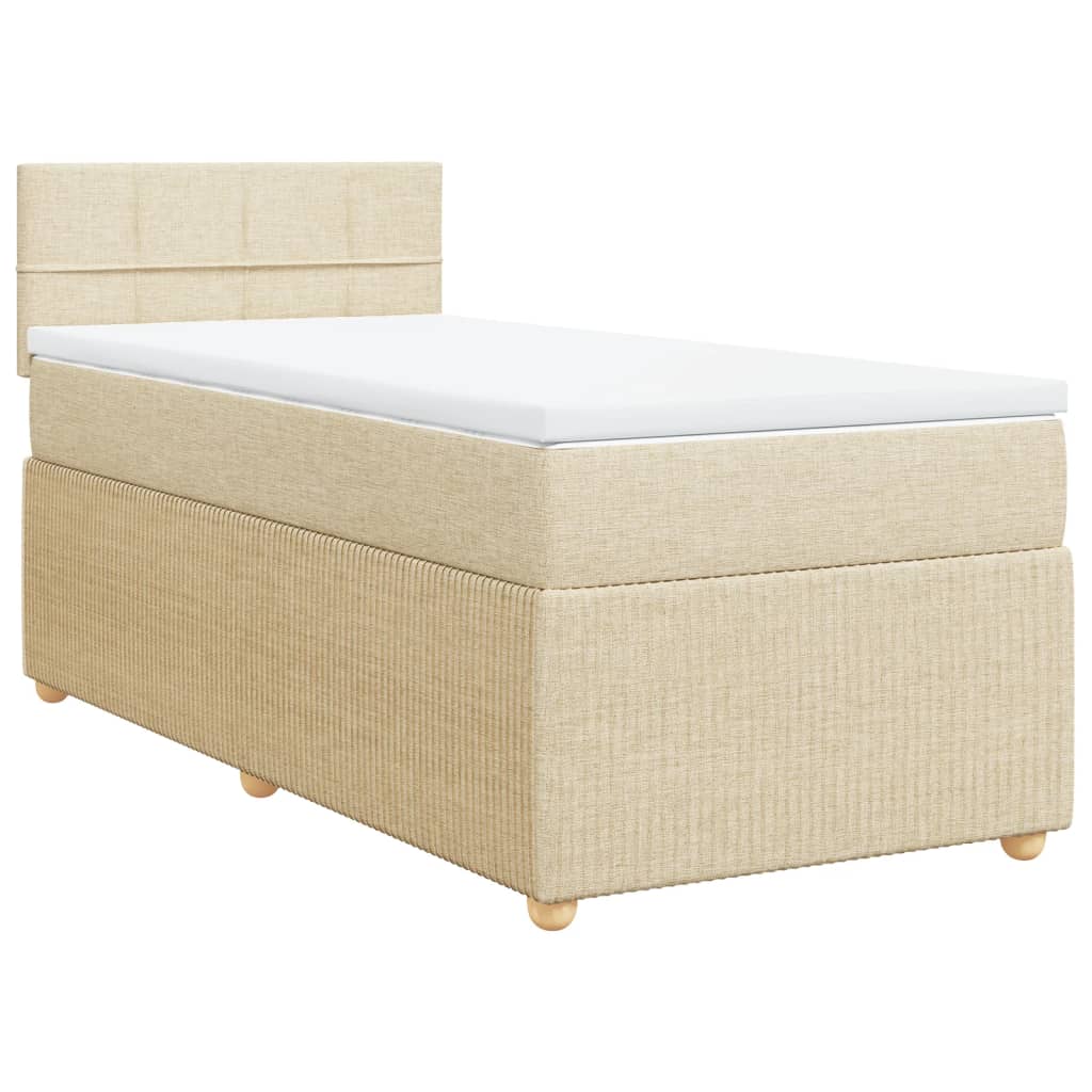 vidaXL Boxspring met matras stof crèmekleurig 80x200 cm, foto 3