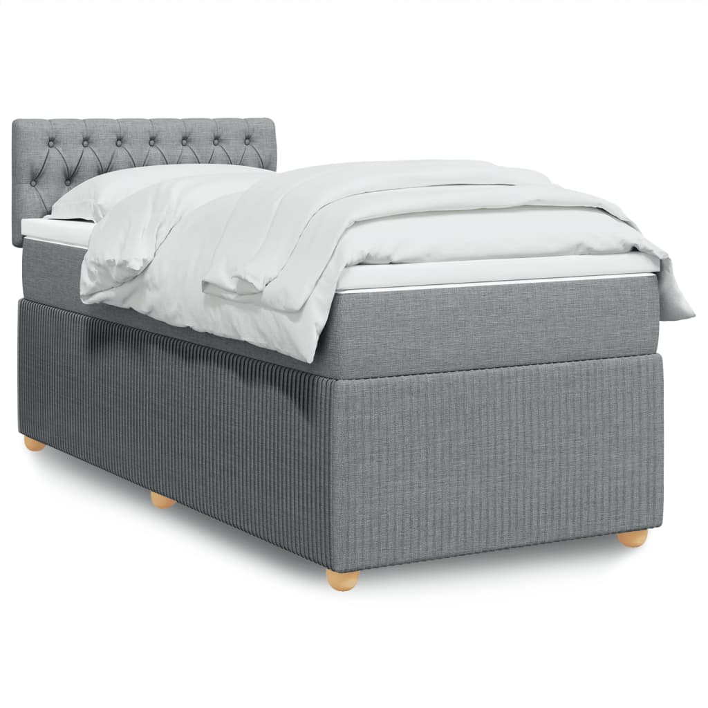 Boxspringbett mit Matratze Hellgrau 80×200 cm Stoff