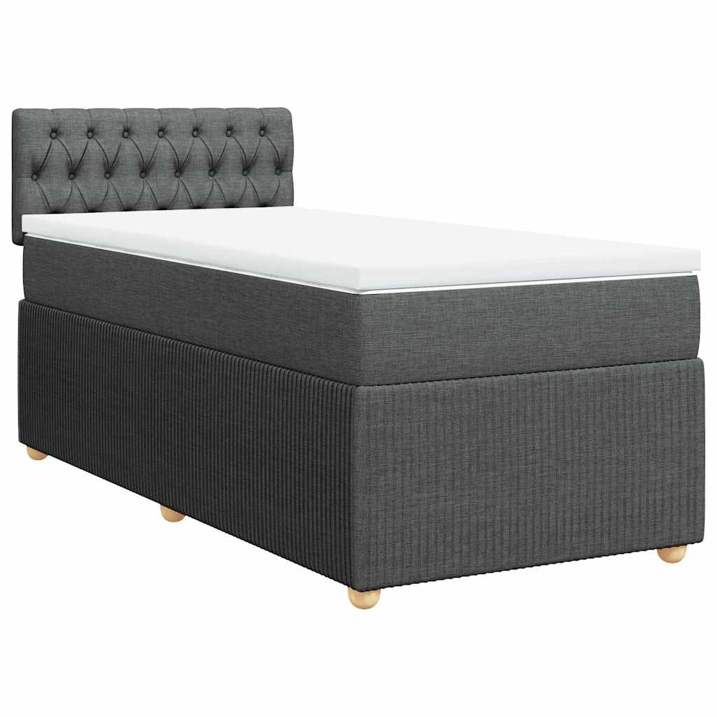 vidaXL Pat box spring cu saltea, gri închis, 80x200 cm, textil