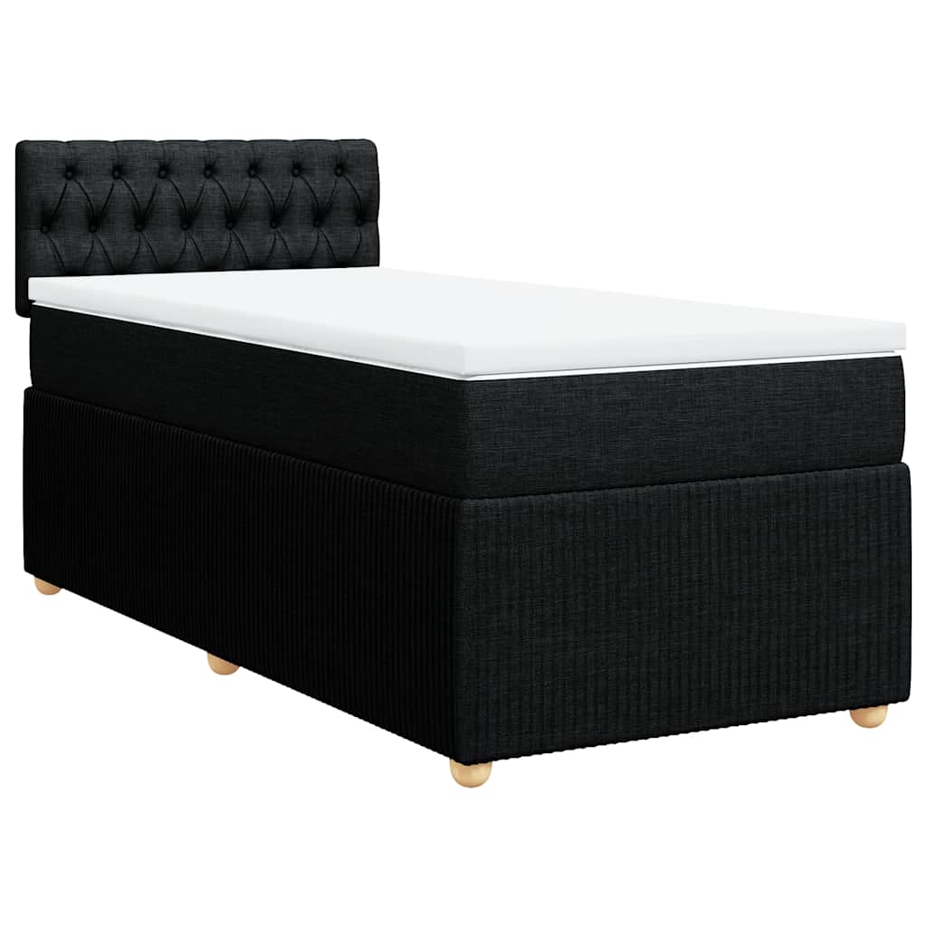 vidaXL Pat box spring cu saltea, negru, 80x200 cm, textil