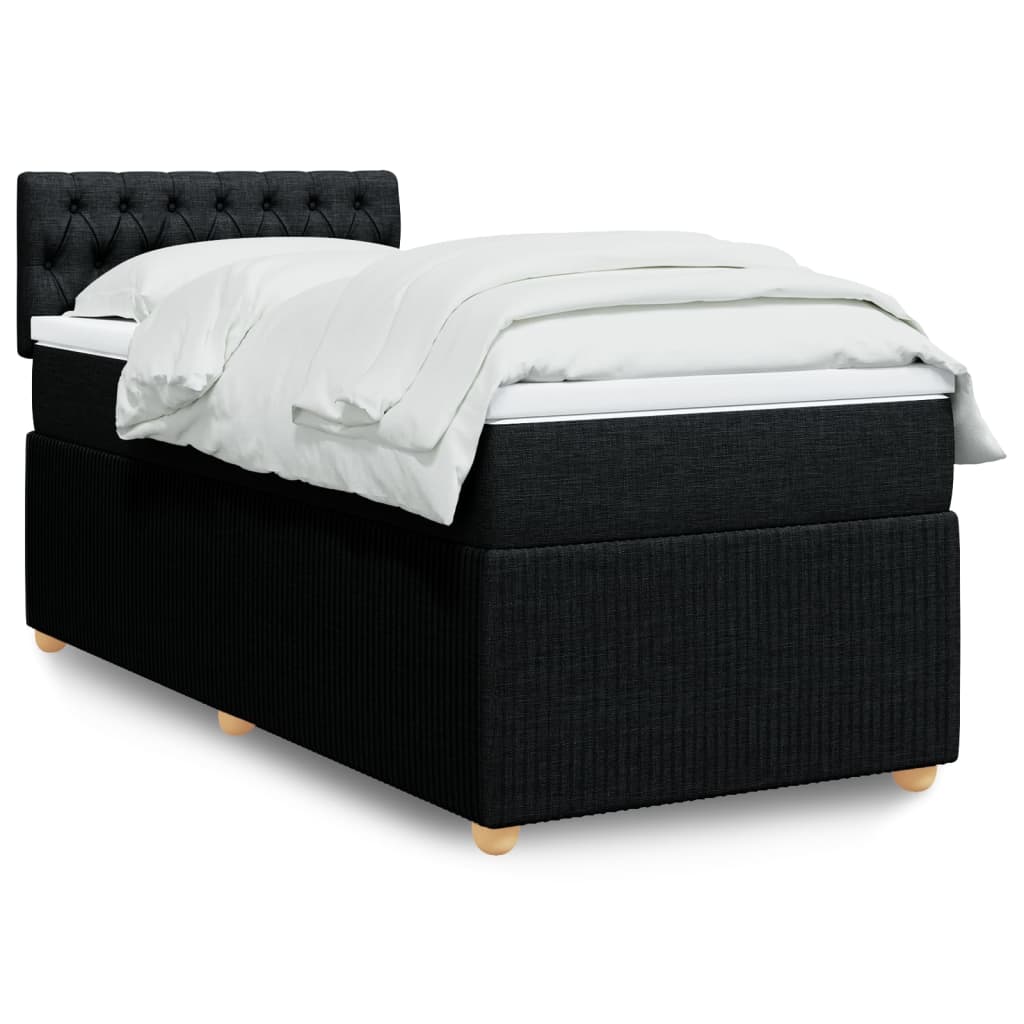 Boxspringbett mit Matratze Schwarz 80×200 cm Stoff