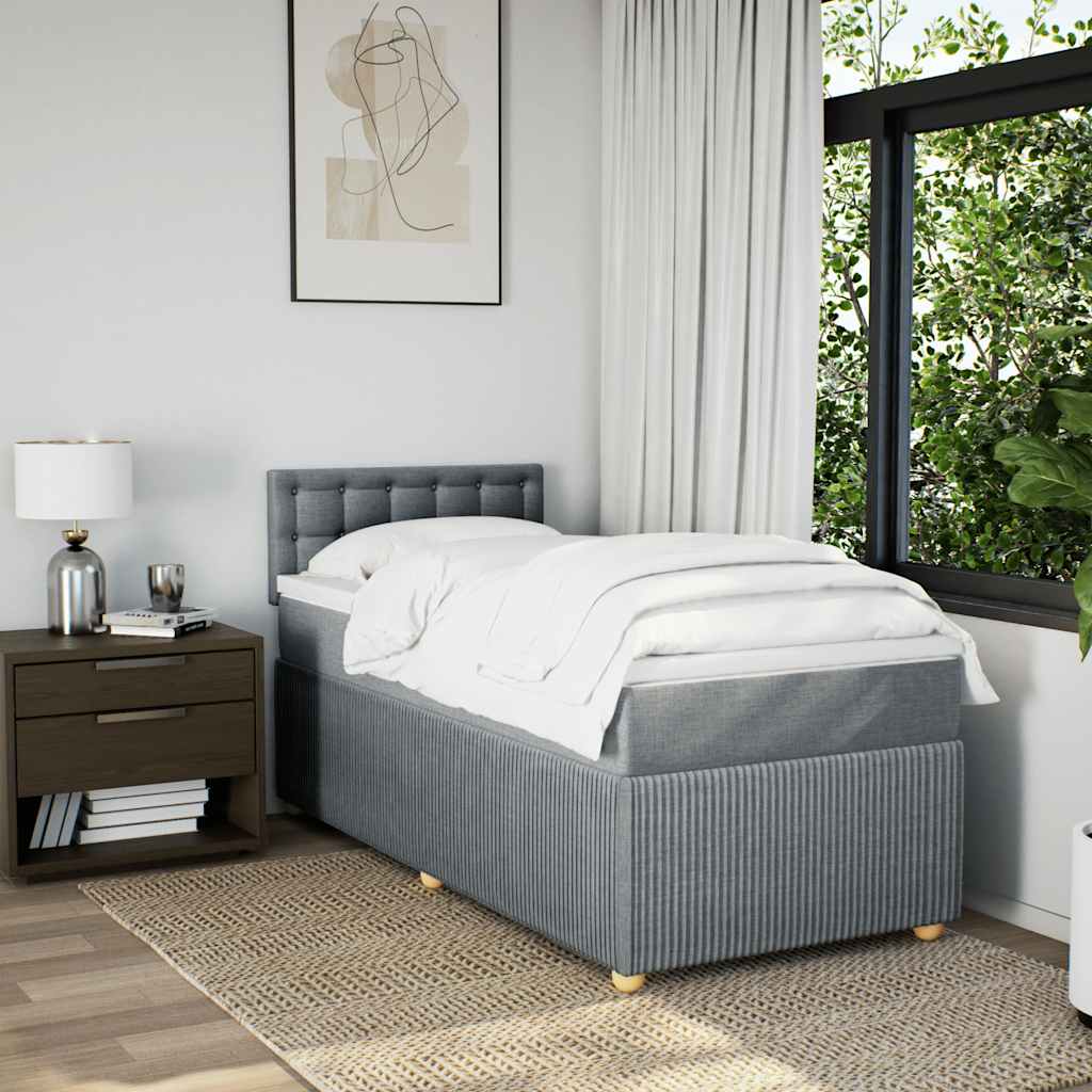 vidaXL Boxspring met matras stof lichtgrijs 80x200 cm grijs, foto 2