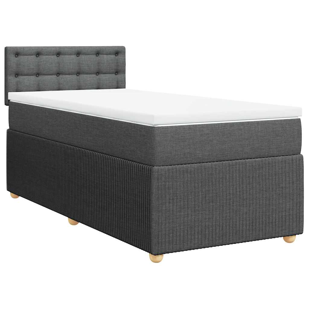 vidaXL Pat box spring cu saltea, gri închis, 80x200 cm, textil
