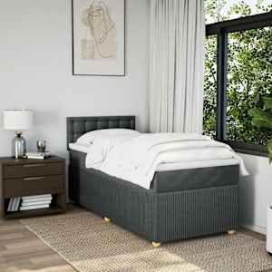 Box spring postel s matrací tmavě šedá 80 x 200 cm textil - obrázek 3