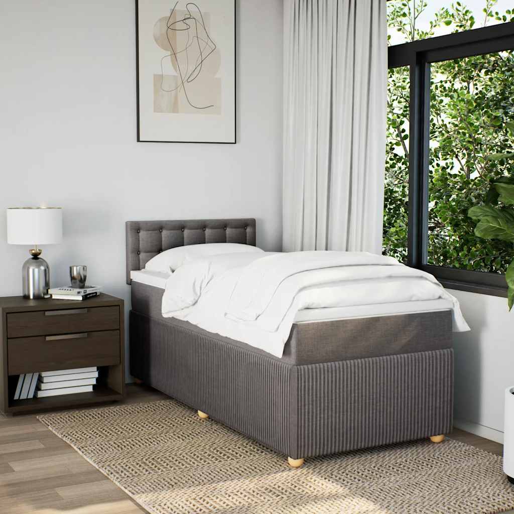 vidaXL Boxspring met matras stof taupe 80x200 cm afbeelding